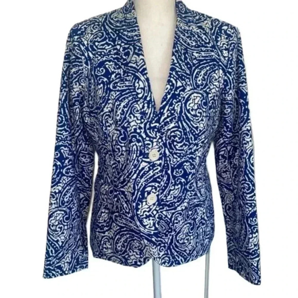 TALBOTS Navy Blue and White Blazer Like New - Picture 5 of 16